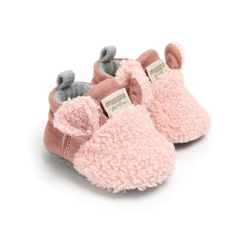 Image of AKINGIO Baby Boys Girls Cotton Booties Non Skid Soft Sock Boots Infant Slippers Newborn First Walker Crib Shoes