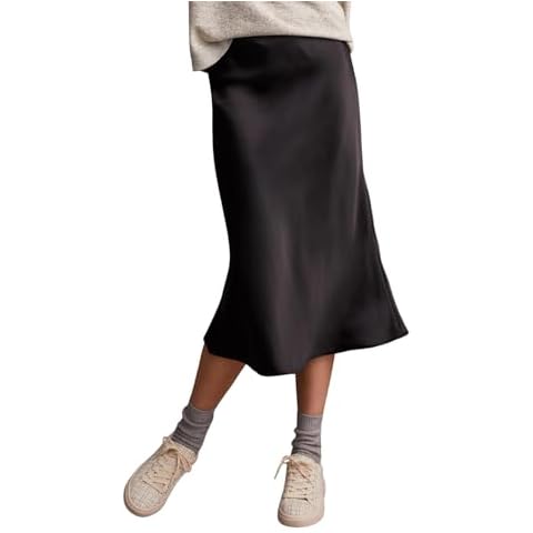 Tribal Women's Black Midi Skirt with Elastic Waist Cover