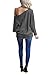 INFITTY Women's Off Shoulder Sweatshirts Batwing Long Sleeve Tunic Tops Sexy Blouse Deep Grey X-Large