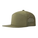 FEINION Men Flat Brim Adjustable Performance Hat Snapback Laser Perforated Baseball Cap (Army Green)