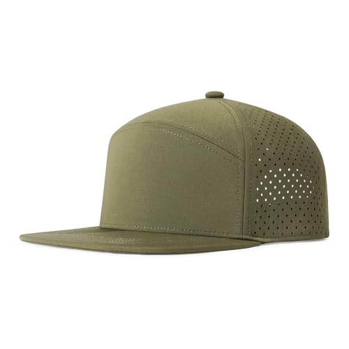 FEINION Men Flat Brim Adjustable Performance Hat Snapback Laser Perforated Baseball Cap