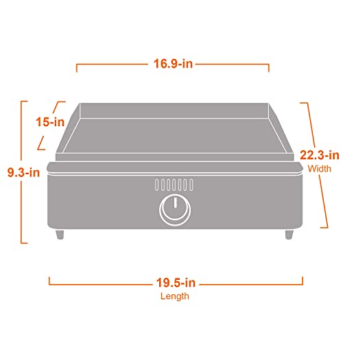 Monument Grills Portable Table Top Griddle Flat Top Propane Gas Grill Griddle 18 Inch Stainless Steel Griddle With Knobs & Ignition For Outdoor Cooking Camping, Black #TOP1