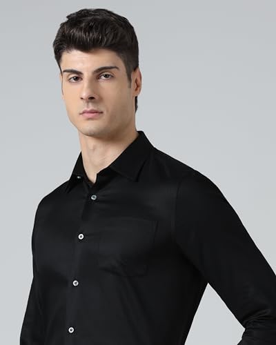 Image of Blackberrys Men Slim Fit Formal Shirt | Premium Cotton Blend | Solid Pattern| Lightweight & Breathable | Wrinkle-Resistant | Office & Business Wear
