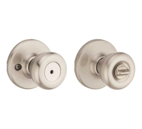 Image of Kwikset Tylo Interior Privacy Door Knob with Lock, Door Handle For Bathroom and Bedroom, Satin Nickel Keyless Turn Lock Doorknob, with Microban Protection