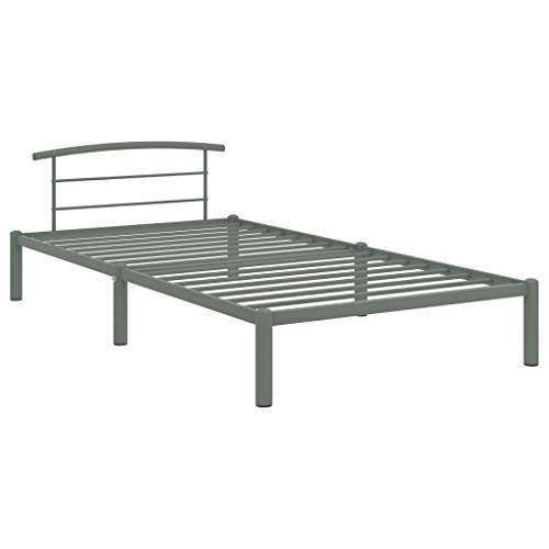 Annlera Bettgestell 210x100x63cm Grau Metall Gästebett Jugendbett Schlafzimmerbett Metallbett Doppelbett Schrankbett Sofa Im Wohnzimmer Lattenrost Boxspringbett Futonbett Polsterbett – Bild 4