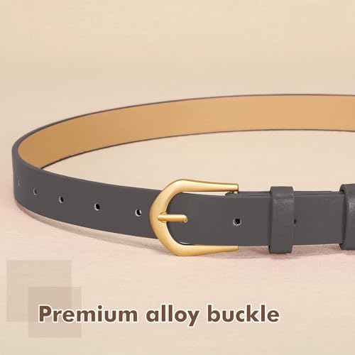4 Pack Women's Thin Leather Belts - Skinny Gold Buckle Waist Belts for Jeans and Dresses3