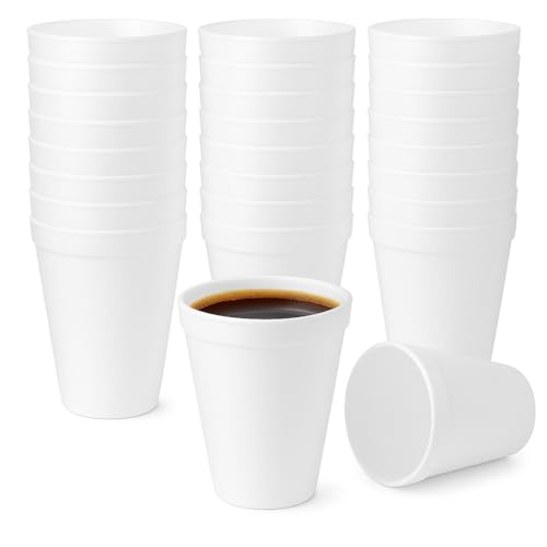 Concession Essentials Foam Cups Disposable Hot and Cold Beverage Insulated to-Go Cups 8 Oz Made in USA for Coffee Tea Water Soda 40 Count
