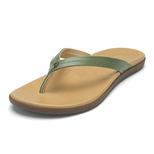 Image of OluKai Honu Women's Beach Sandal, Soft & Comfortable Full-Grain Leather, Easy Slip-On Flip-Flops, Everyday, All-Day Comfort & Style