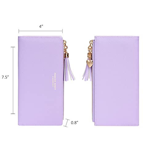 Image of Valentoria Womens Wallet Cute Elegant Long Slim Card Holder Case Minimalist Coin Purse Thin Tassels Zip Clutch Wallets for Girls Ladies | Cute