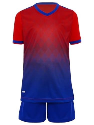 Kids Boys Sports Training Outfit Set Short-Sleeve T-Shirt with Athletic Shorts for Football3