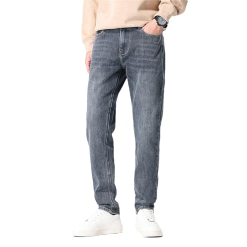 Mens Baggy Straight Korean Jeans Pants Denim Trousers Streetwear Denim Jeans Blue Gray 29
