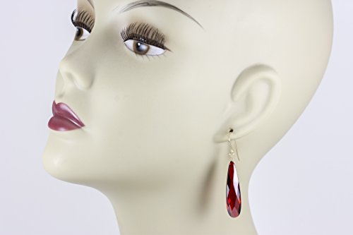 Simulated Red Garnet Earrings Long X Large Teardrops Faceted Briolettes 2 Inches3