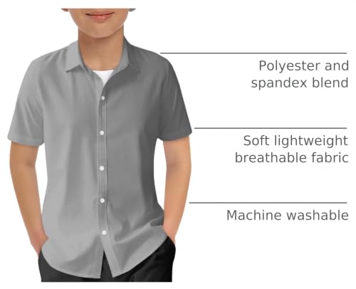 Image of Haloumoning Boys Short Sleeve Dress Shirts Button Down Formal Uniform Shirt