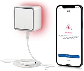 Eve Water Guard - Smart Home Water Leak Detector, 6.5 ft Sensing Cable, 100 dB Siren, (Apple HomeKit), App Notifications, Bluetooth, Thread