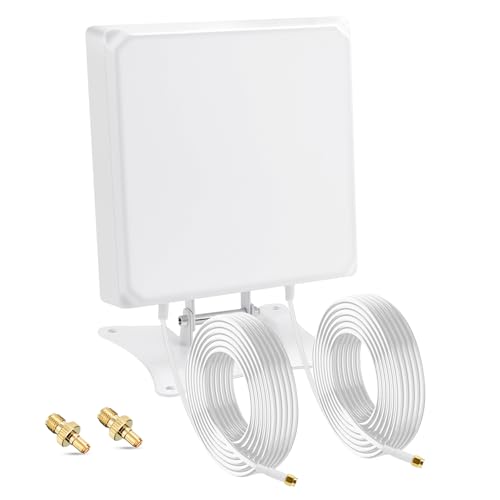 Nelawya Antenne 5G/LTE/4G pour Routeurs/Hotspots Mobiles/Passerelles | Gain élevé de 7 dBi | Antenne directionnelle MIMO | Câble SMA de 3 m + Adaptateur TS9 | Usage intérieur/extérieur