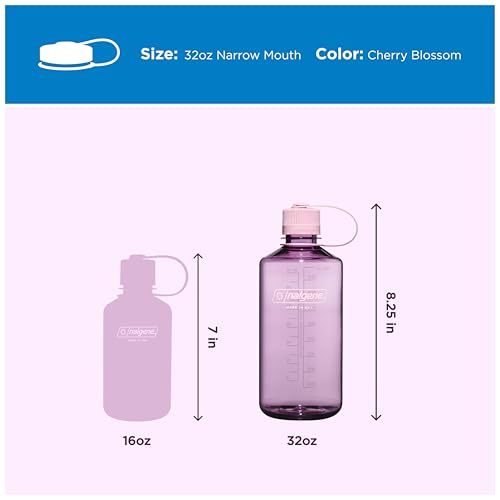 Image of Nalgene 32 oz Narrow Mouth Water Bottle | BPA-Free, Durable & Leak Proof, Lightweight Bottle for Hiking, Gym & Travel, Cherry Blossom