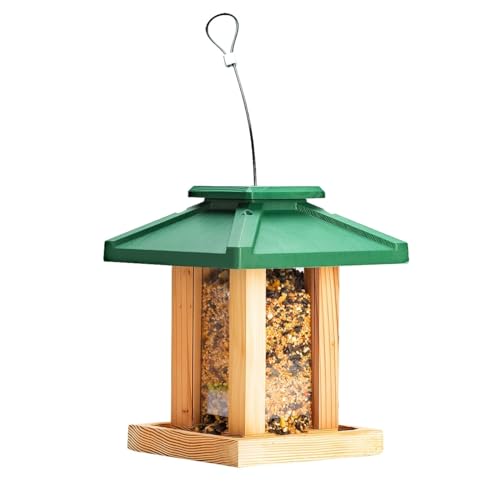 Deluxe Pavillion Feeder, Solid Western Red Cedar Birdfeeder Hanging for Outdoors, 2 Lbs Capacity, Cleanable Base Tray, Large Gazebo Style Long Life Lasting Rust Proof Copper Roof. - Image 7