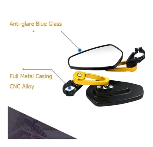 Espejo retrovisor laterales para moto de 7/8 pulgadas y accesorios para scooters de 22mm 5