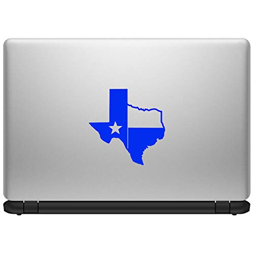 Image of TX Flag Shaped Like Texas [Pick Color] Vinyl Transfer Sticker for Laptop /Car /Truck /Window /Bumper (3 inch x 3 inch, Blue)