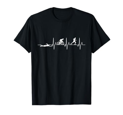 Triathlon Heartbeat - Love Triathlon Funny Swim Bike Run T-Shirt