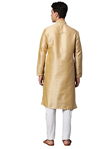 Image of Manthan Mens Full Sleeves Striped Blended Cotton Kurta