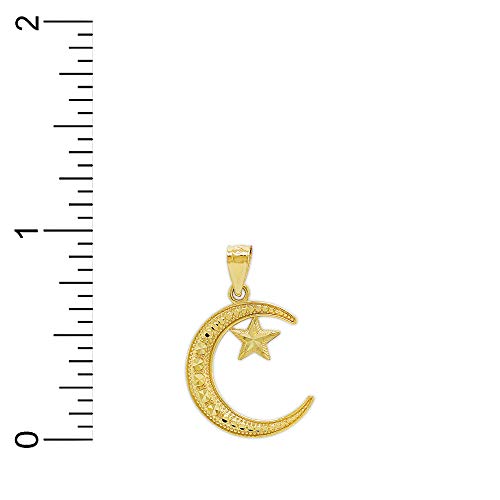 Gold Moon and Star Charm - 10 Karat Solid Gold - Moon Pendant - Celestial Jewelry3