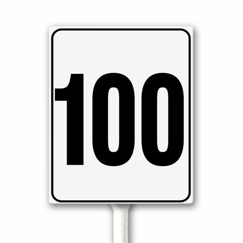 Aluminum Number Sign 100 White & Black House Signage, Speed Limit Street Sign, 20x30 CM Number Yard Sign With Stake for Parking Lot Private Property Business Gas Station Indoor Outdoor Use