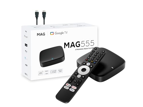 MAG 555 Google TV Box Original Infomir & XstreamTec Mag Box Google Assistant voice remote 4K HDR Mag555 Chromecast built-in Dual Band WiFi support for Game Pads Bluetooth