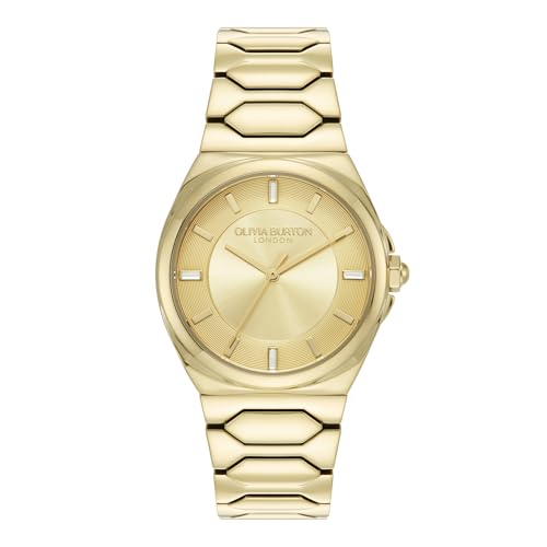 Olivia Burton Three Hand Quartz Movement Watch for Women Lustre Collection with Gold Colored Stainless Steel Bracelet - 24000201