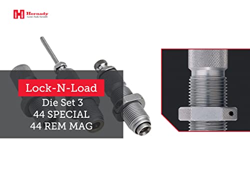 Hornady Custom Grade New Dimension 3-Die Set, 44 SPL/REM MAG(.430) (546548) -Caliber Specific Reloading Equipment for Handloaders with Full Length Sizer Die, Seating Die, Sure-Loc Rings, & Storage Box - Thumbnail 5