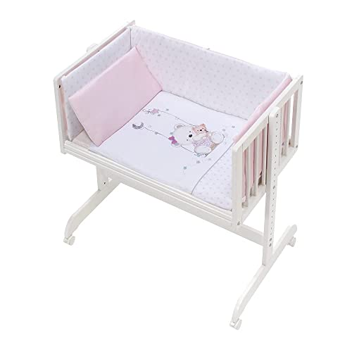 mibebestore Minicuna Madera Colecho Completa con Vestiduras y colchón Modelo CT012 Rosa