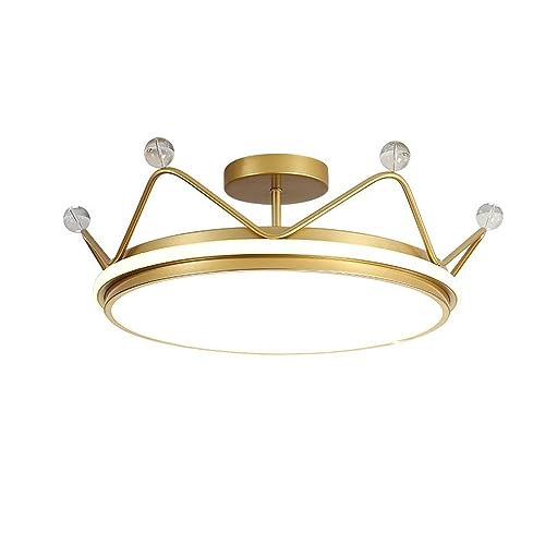 Plafonnier LED HAZARA contre la lumière agressive, couronne dorée dimmable pour chambre et salon