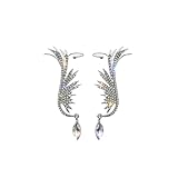 MAGICLULU Pendientes de Clip para Mujer con Diseño de Alas Joyería Elegante con Brillo Accesorios Duraderos para Fiestas Bodas y Regalos Especiales