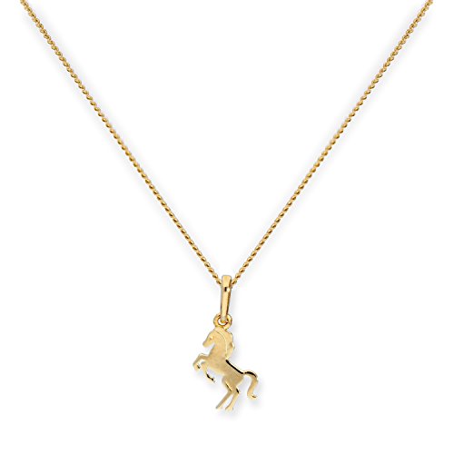 Collier cheval en or jaune pendentif animal chaîne ajustable 41-51cm