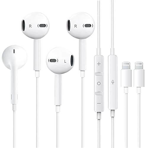 2 Pack Apple Earbuds For Iphone Headphones Wired With Lightning Connector(Built-In Microphone & Volume Control)【Apple Mfi Certified】 Earphones Compatible With Iphone 14/13/12/11/Xr/Xs/X/7/8/8Plus/Se #TOP3