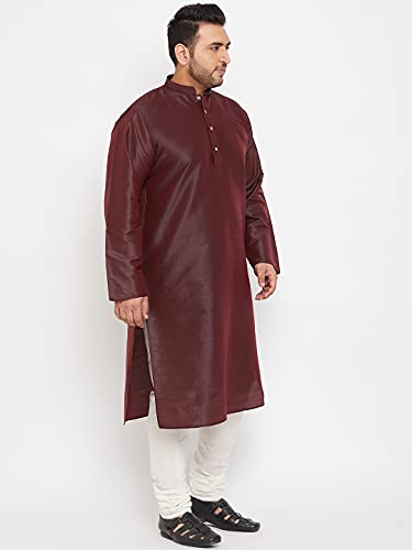 Image of VASTRAMAY Plus Size Men's Silk Blend Kurta Set-New Wine
