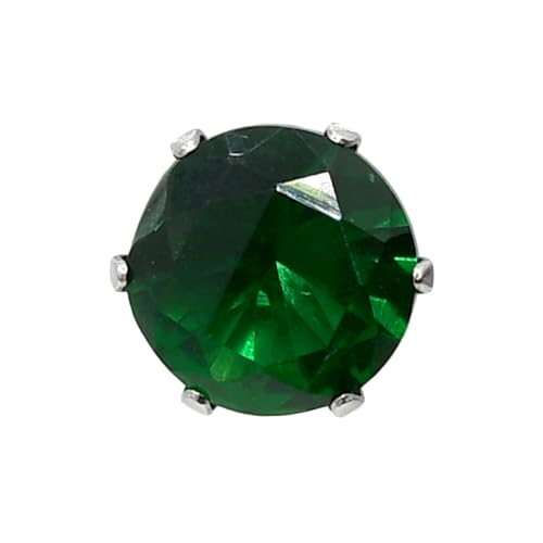 Risa マグネットピアス ノンホール 磁石 金属アレルギー対応 片耳 一粒 ジュエル 8mm サージカルステンレス レディース メンズ 挟む 8mm,グリーン