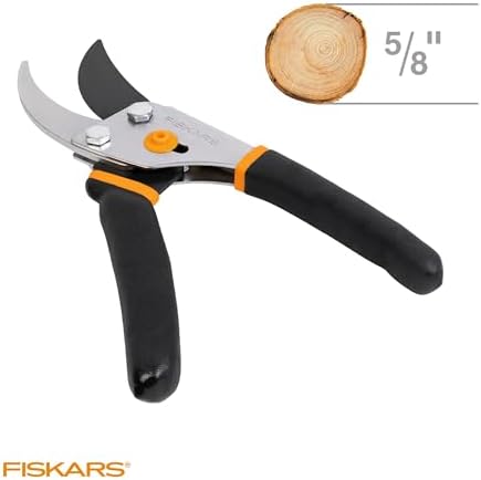 Fiskars Bypass Pruning Shears, 5/8" Cut Capacity Gardening Scissors, Self-Cleaning Sap Groove Prevents Sticking, Non-Slip Grip for Cutting Stems & Branches, Sharp Steel Blades w/ Low-Friction Coating - 4