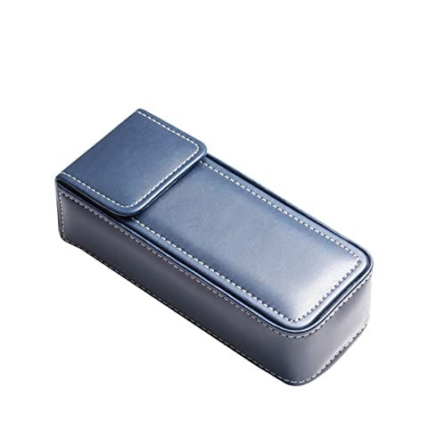 Axcvveiyi Leather Eyeglass Case, Eyeglass Case Hard Shell, Retro Eyelasses Case,Portable Sunglasses Case for Men Women(Blue)