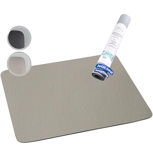 LULEY® Die saugfähige Abtropfmatte 30x40 cm Grau Geeignet als Abtropfmatte Geschirr Spülmatte Trockenmatte Abtropfunterlage Spülbeckenmatte rutschfest schnelltrocknend, Kunstleder