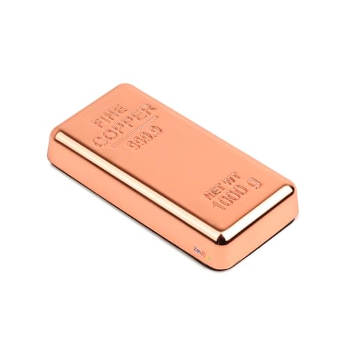 Image of ZAHEPA Realistic Metal Copper Bar Paperweight for Office Table, Fake Copper Biscuit Paper Weight Table Decoration, Prop for Jewellery Shop & Heist Theme, Unique Gift for Home & Office (Pack of 1)