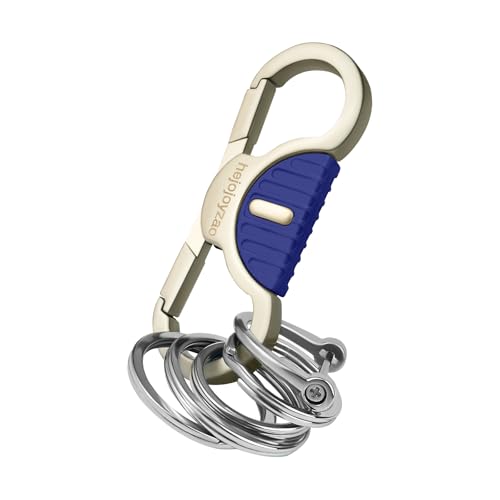 Image of Heavy Duty Keychain with Quick Release Double Carabiner Clip, Key Rings, D Ring, Car Key Holder for Belt Loop