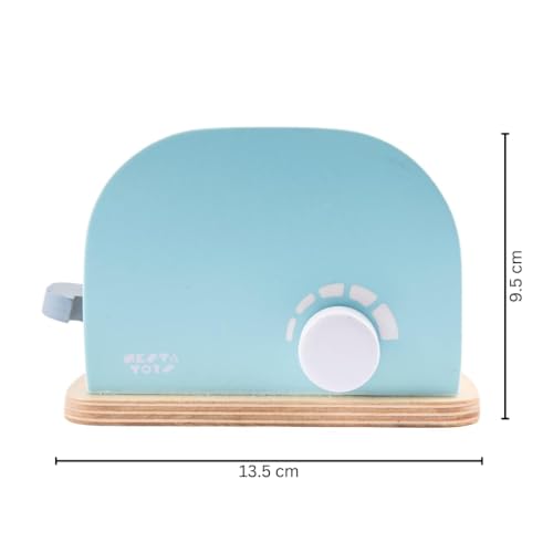 Image of NESTA TOYS Kitchen Set Toys | Colorful Wooden Kitchen Play Toy Featuring Bread Pop-up Toaster & Coffee Maker | Realistic Accessories for Pretend Play Toys for Kids (3+ Years, Blue)