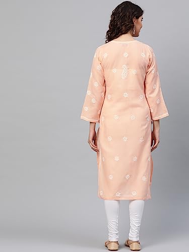 Image of Ada Women's Cotton Regular Fit Tunic Hand Embroidered Lucknowi Chikankari Ethnic Wear Kurta Kurti A130717