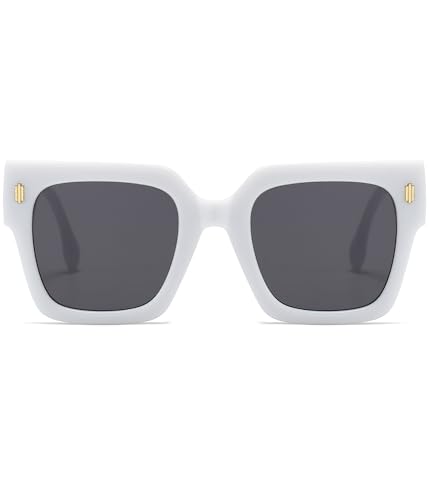 EYLRIM Square Frame Sunglasses for Women Trendy Oversized Big Sun Glasses Black Shades UV400 Protection