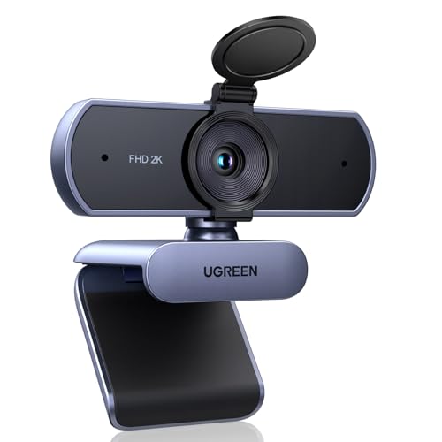 UGREEN - UGREEN Webcam 2K, USB A Webcam mit Mikrofo, Kamera PC, Fixfokus, 80°Sichtfeld, Kamera mit Privacy Cover, Automatische Lichtkorrektur, Stereo-Sound, Plug & Play, PC Camera für Windows/MacOS/Zoom/Skype - -36%