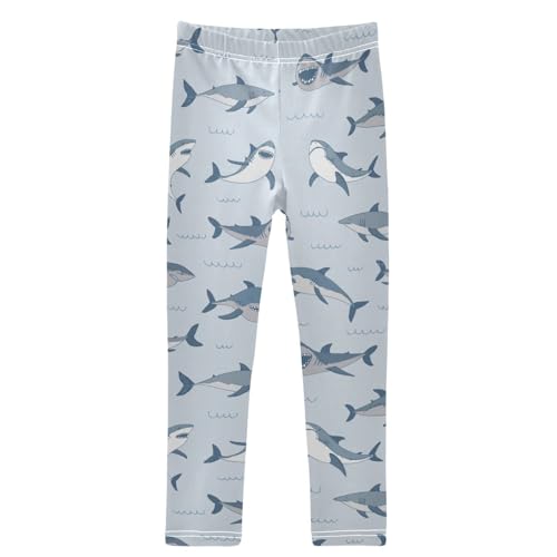 Girls' Leggings Shark Sea Animal Ankle Length Printed Leggings Comfort Pants for Kids 4-10 Years