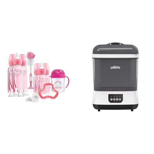 Image of Dr. Brown's Natural Flow Anti-Colic Options+ Special Edition Pink Baby Bottle Gift Set & All-in-One Sterilizer and Dryer for Baby Bottles, Parts & Other Newborn Essentials