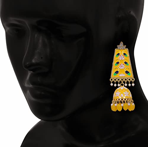 Indian Padmavat Ethnic Designer Traditional Bollywood Wedding Bridal Fashion Gold Plated CZ Stones White Pearl Dangle Jhumka Earrings Jewelry3