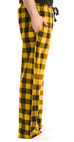 Image of #followme Men's Buffalo Plaid Pajama Pants - Micro Fleece Lounge PJs with 2 Pockets, Elastic Waist, Soft Sleep Pants S-XXXL